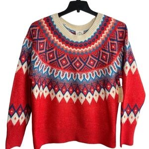 St.John's Bay X-Large Petite Fair Isle Nordic Knit Crewneck Sweater Cottagecore